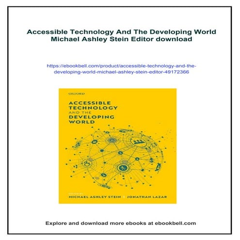 Accessible Technology And The Developing World Michael Ashley Stein Editor