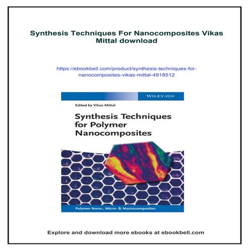 Synthesis Techniques For Nanocomposites Vikas Mittal | PDF