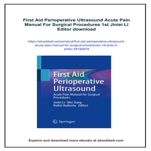 First Aid Perioperative Ultrasound Acute Pain Manual For Surgical ...