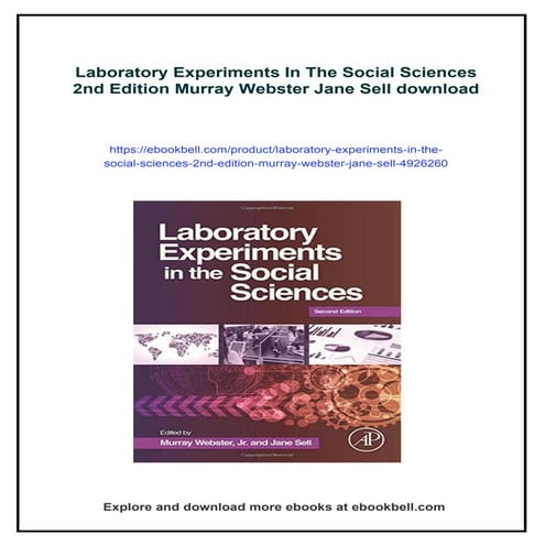 Laboratory Experiments In The Social Sciences 2nd Edition Murray Webster Jane...