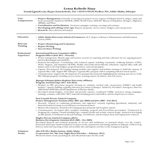 Lensa Kebede Sisay_CV | PDF