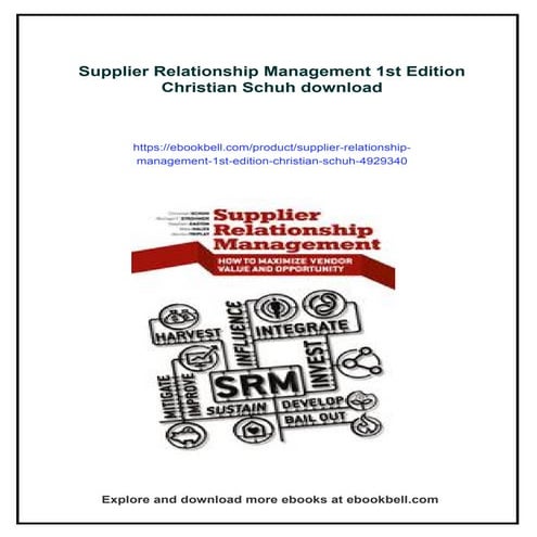 Supplier Relationship Management 1st Edition Christian Schuh | PDF