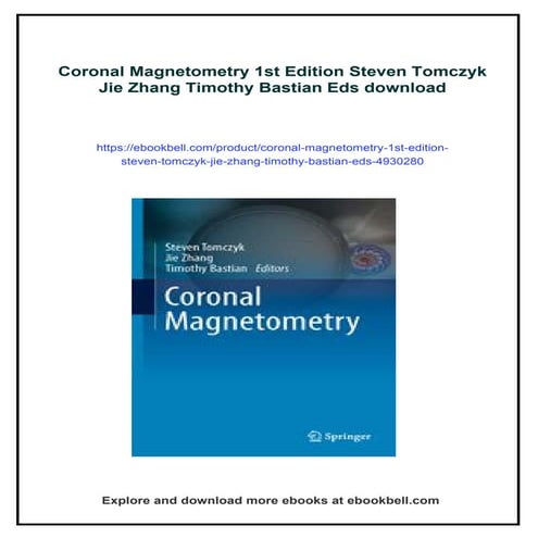 Coronal Magnetometry 1st Edition Steven Tomczyk Jie Zhang Timothy Bastian Eds