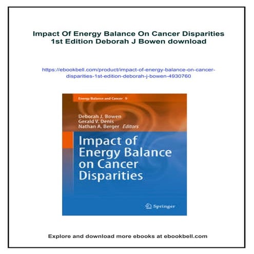 Impact Of Energy Balance On Cancer Disparities 1st Edition Deborah J ...