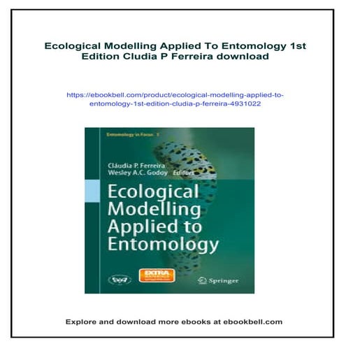 Ecological Modelling Applied To Entomology 1st Edition Cludia P ...