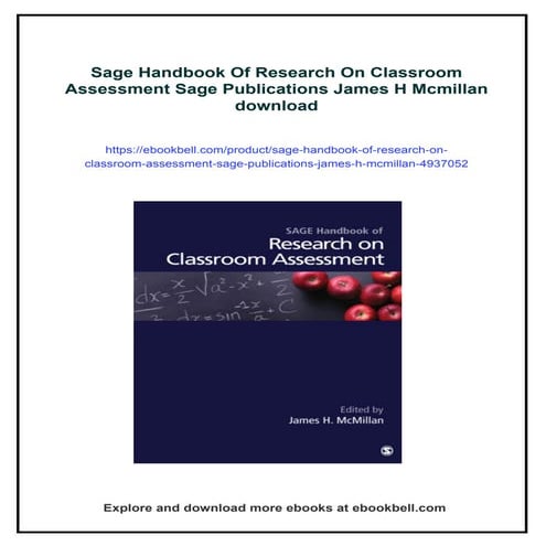 Sage Handbook Of Research On Classroom Assessment Sage Publications ...
