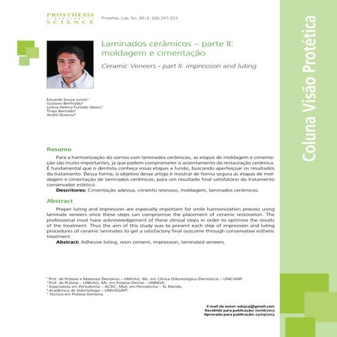 Coluna Visão Protética PLS - Laminados cerâmicos