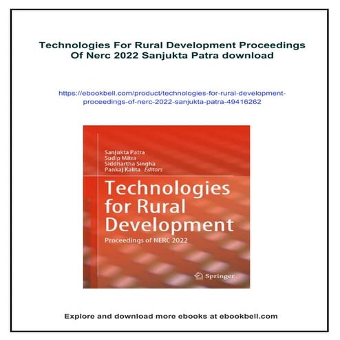 Technologies For Rural Development Proceedings Of Nerc 2022 Sanjukta ...