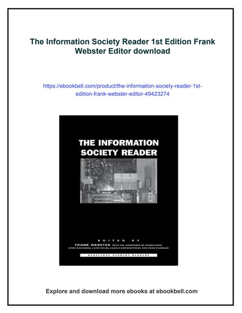 The Information Society Reader 1st Edition Frank Webster Editor