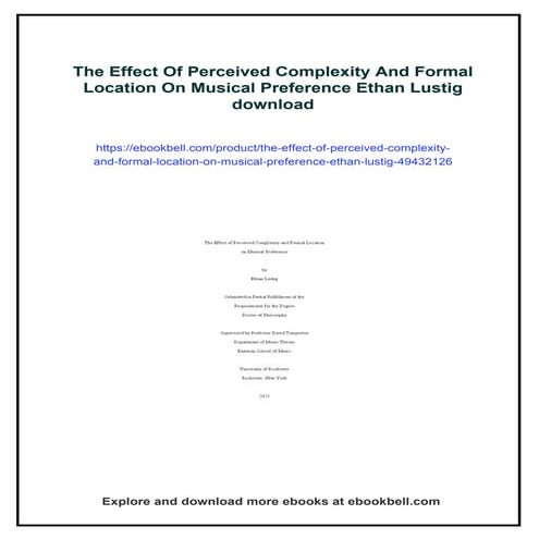 The Effect Of Perceived Complexity And Formal Location On Musical ...
