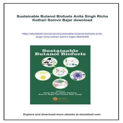 Sustainable Butanol Biofuels Anita Singh Richa Kothari Somvir Bajar | PDF