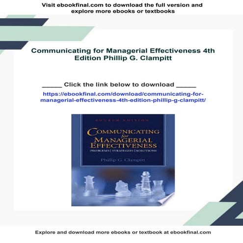 Communicating for Managerial Effectiveness 4th Edition Phillip G. Clampitt