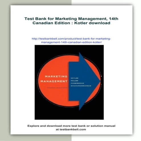 Test Bank for Marketing Management, 14th Canadian Edition : Kotler | PDF