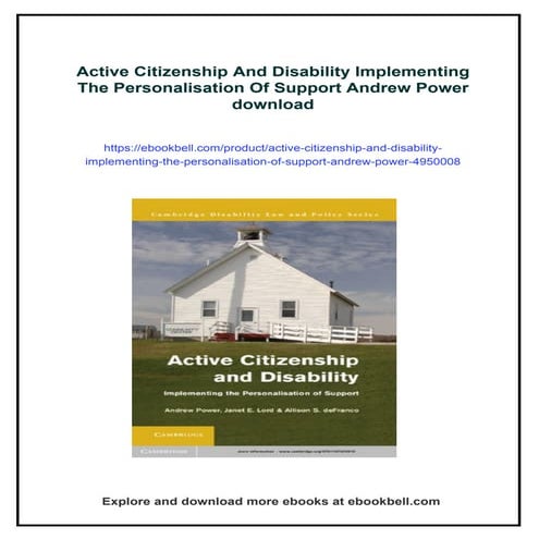 Active Citizenship And Disability Implementing The Personalisation Of ...