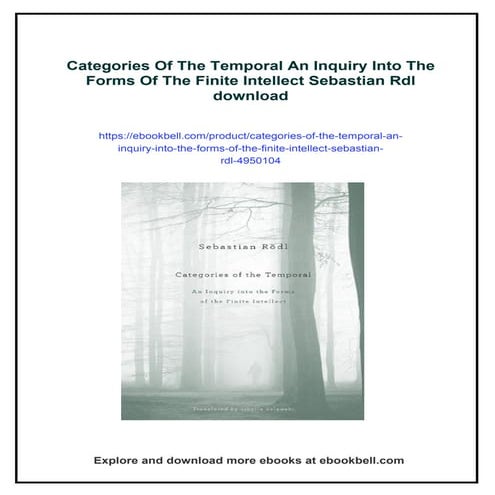 Categories Of The Temporal An Inquiry Into The Forms Of The Finite Intellect ...
