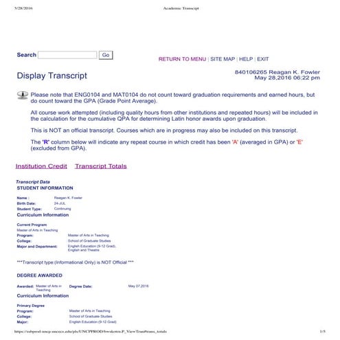 CSUSUnofficialTranscript | PDF
