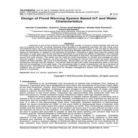 Design of Flood Warning System Based IoT and Water Characteristics