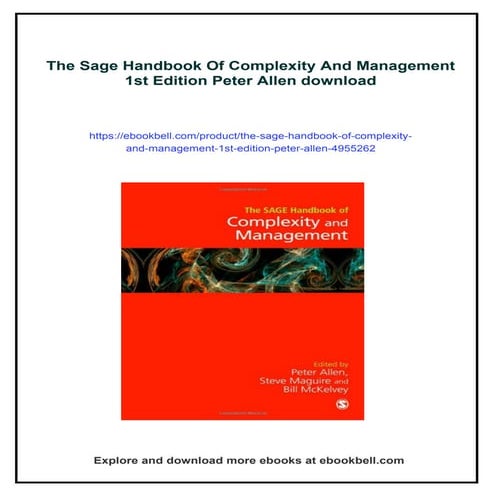 The Sage Handbook Of Complexity And Management 1st Edition Peter Allen
