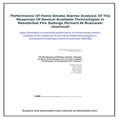 Performance Of Home Smoke Alarms Analysis Of The Response Of Several Available Technologies In Residential Fire Settings Richard W Bukowski