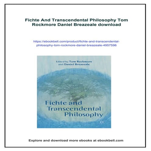 Fichte And Transcendental Philosophy Tom Rockmore Daniel Breazeale