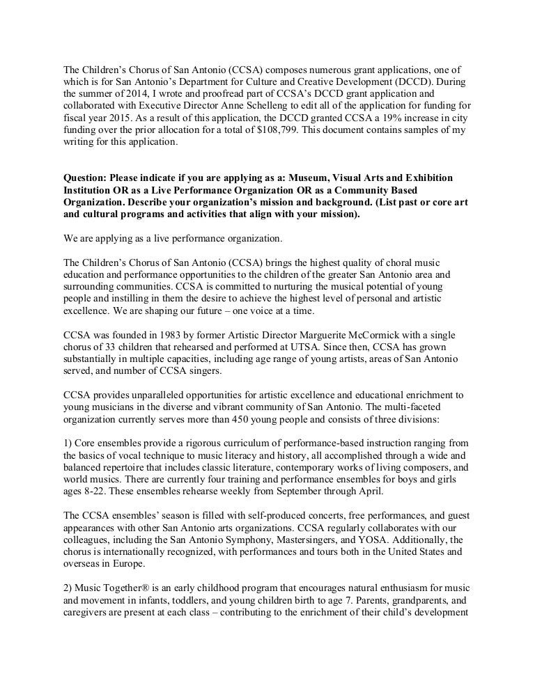 dccd grant application sample sample grant application template
