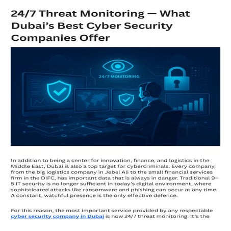 24/7 Threat Monitoring — What Dubai’s Best Cyber Security Companies ...