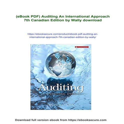 (eBook PDF) Auditing An International Approach 7th Canadian Edition by Wally