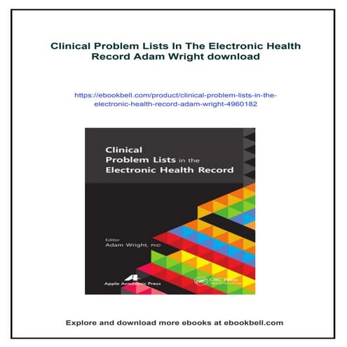 Clinical Problem Lists In The Electronic Health Record Adam Wright | PDF