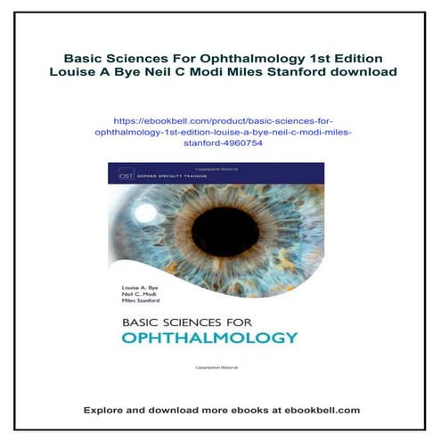 Basic Sciences For Ophthalmology 1st Edition Louise A Bye Neil C Modi Miles S...