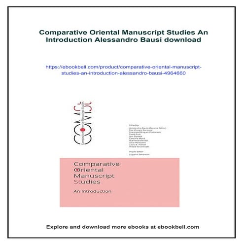 Comparative Oriental Manuscript Studies An Introduction Alessandro ...