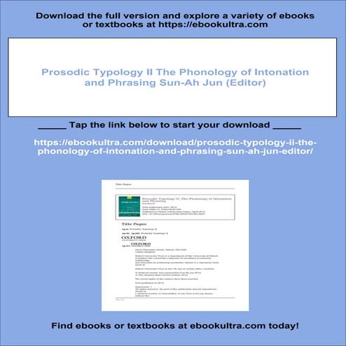 Prosodic Typology II The Phonology of Intonation and Phrasing Sun-Ah ...