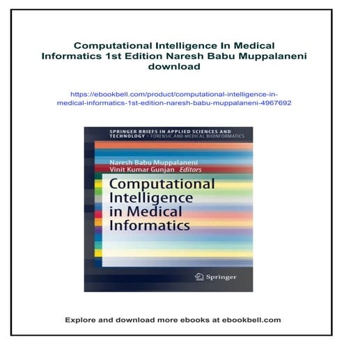 Computational Intelligence In Medical Informatics 1st Edition Naresh ...
