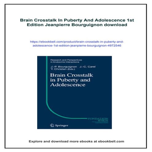 Brain Crosstalk In Puberty And Adolescence 1st Edition Jeanpierre ...