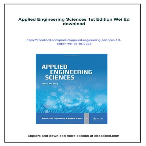 Applied Engineering Sciences 1st Edition Wei Ed