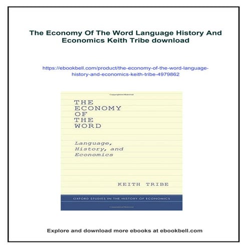 The Economy Of The Word Language History And Economics Keith Tribe | PDF