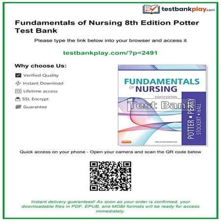 Fundamentals of Nursing 8th Edition Potter Test Bank | PDF