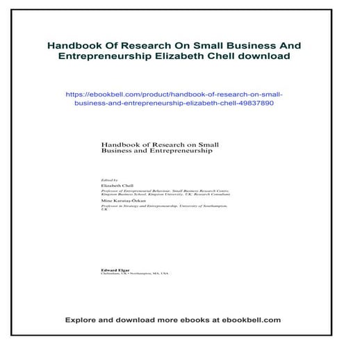 Handbook Of Research On Small Business And Entrepreneurship Elizabeth ...