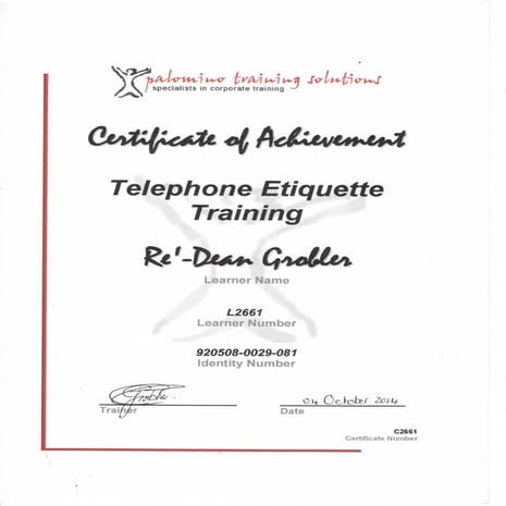 6. Ré-Dean Grobler - Telephone Etiquette Training