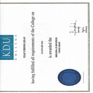 KDU Certificate