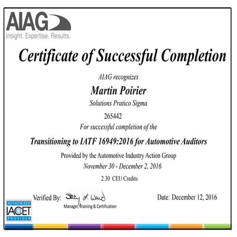 Poirier, Martin Certificate