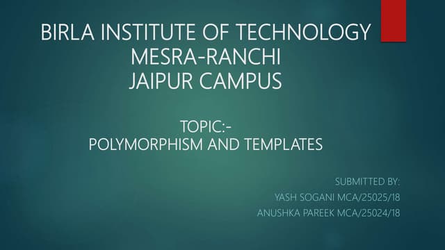 Polymorphism & Templates
