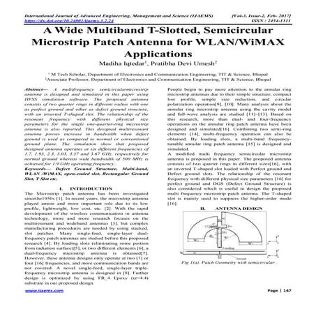 A Wide Multiband T-Slotted, Semicircular Microstrip Patch Antenna for WLAN/Wi...