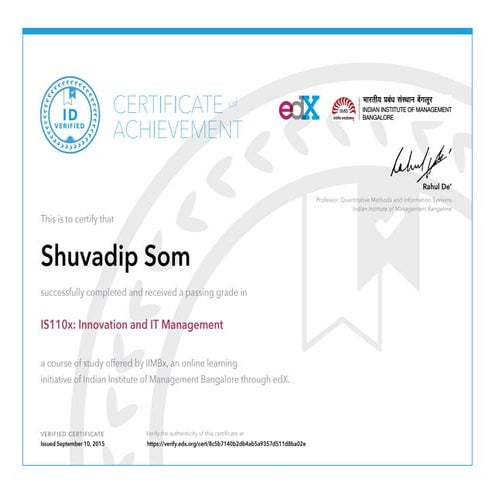 IIMB Innovation and IT management Certificate