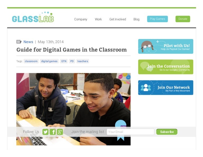 2014GTNGuide for Digital Gamesssroom GlassLab Games