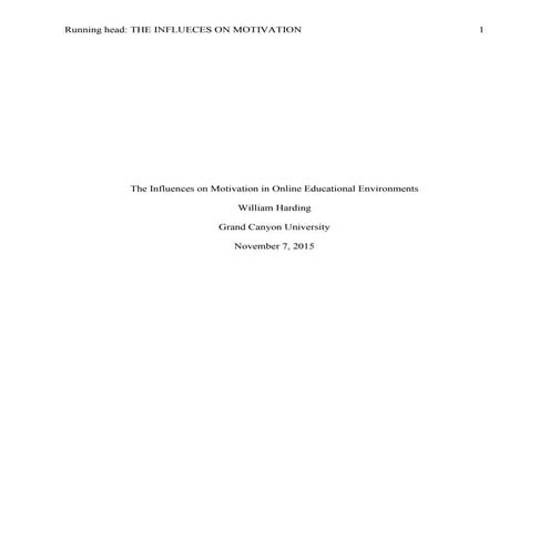 20151107 - The Influences on Motivation in Online Educational Environments