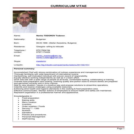 Curriculum Vitae - Nenko Todorov