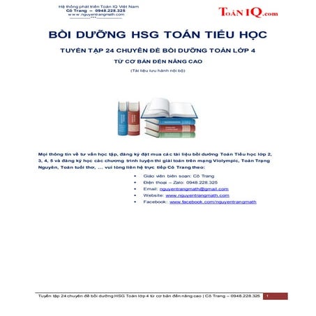 TUYỂN TẬP 24 CHUYÊN ĐỀ BỒI DƯỠNG TOÁN LỚP 4  TỪ CƠ BẢN ĐẾN NÂNG CAO