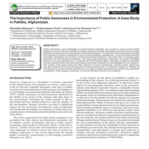The Importance of Public Awareness in Environmental Protection: A Case ...
