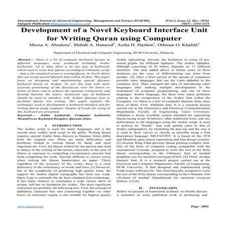development of a novel keyboard interface unit for writing quran using computer