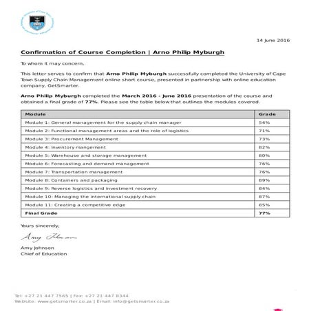 Arno Philip Myburgh - Letter - SCM - 03 2016